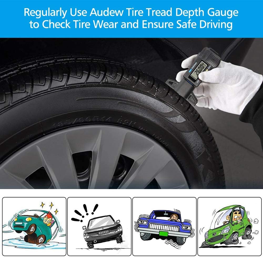 LCD Digital Car Tyre Tire Tread Depth Gauge Meter Auto Tire Wear Detection Measuring Tool Caliper