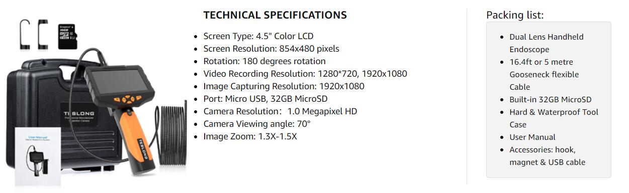 5 inches IPS Inspection Camera