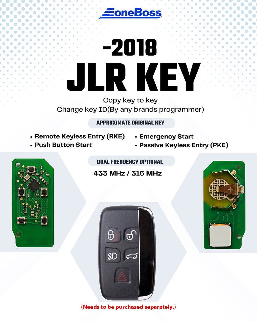 EONEBOSS for JLR Key PCB Board Only Support Year 2015-2018 Frequency: 315MHZ / 433MHZ