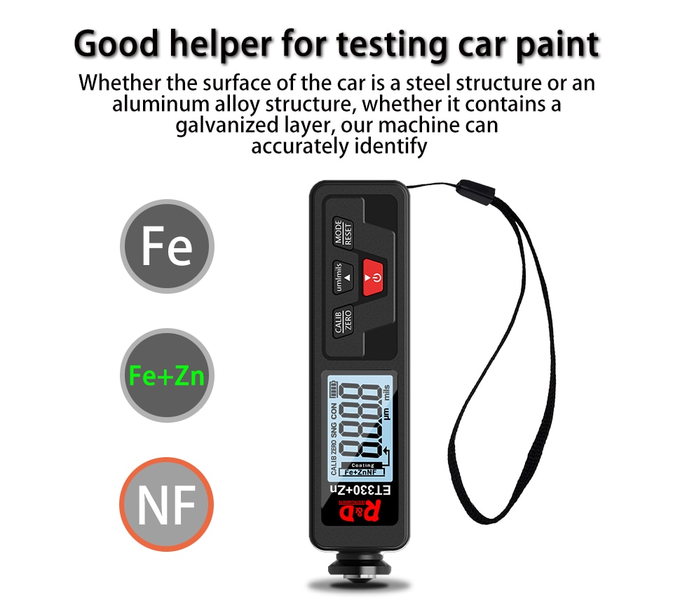 Car Paint Coating Thickness Gauge Paint Electroplate Metal Coating Tester Meter 