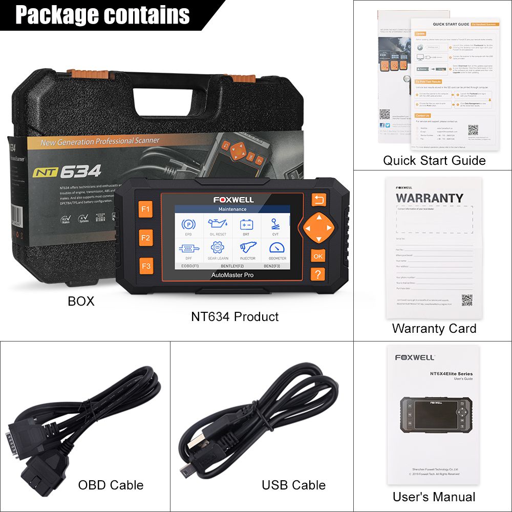 Escáneres foxwell nt634 OBD obd2