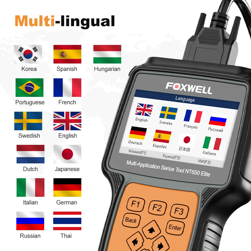 Foxwell nt650 elite obd2 escáneres automotrices