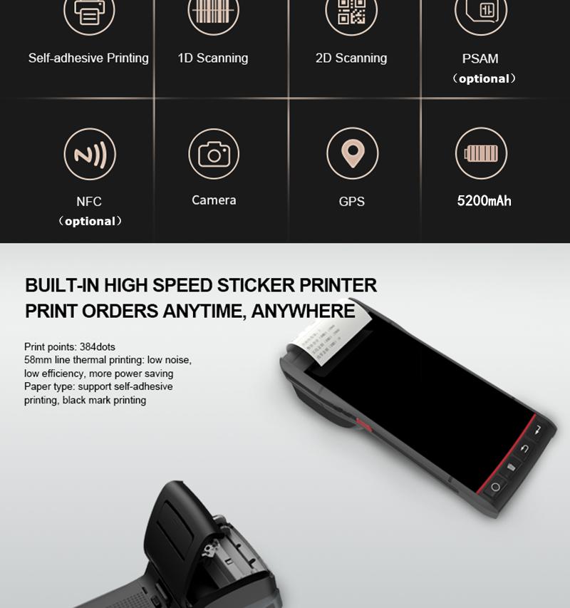 Handheld POS Terminal Mobile Smart PDA Built-in Label St