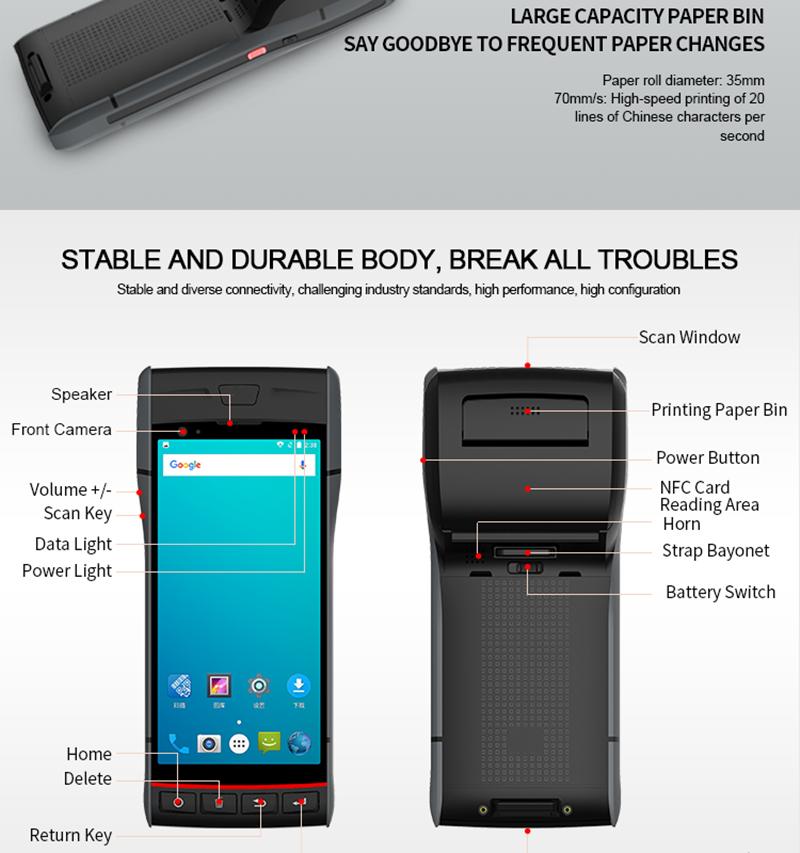 Handheld POS Terminal Mobile Smart PDA Built-in Label St