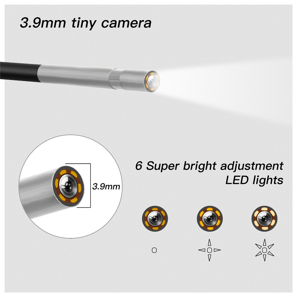 Industria del endoscopio WiFi con cámara en miniatura f240 de 3,9 mm en mano