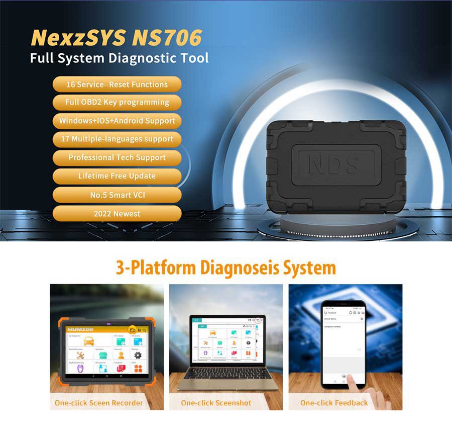 2023 HUMZOR NexzSYS NS706 OBD2 전체 시스템 스캐너
