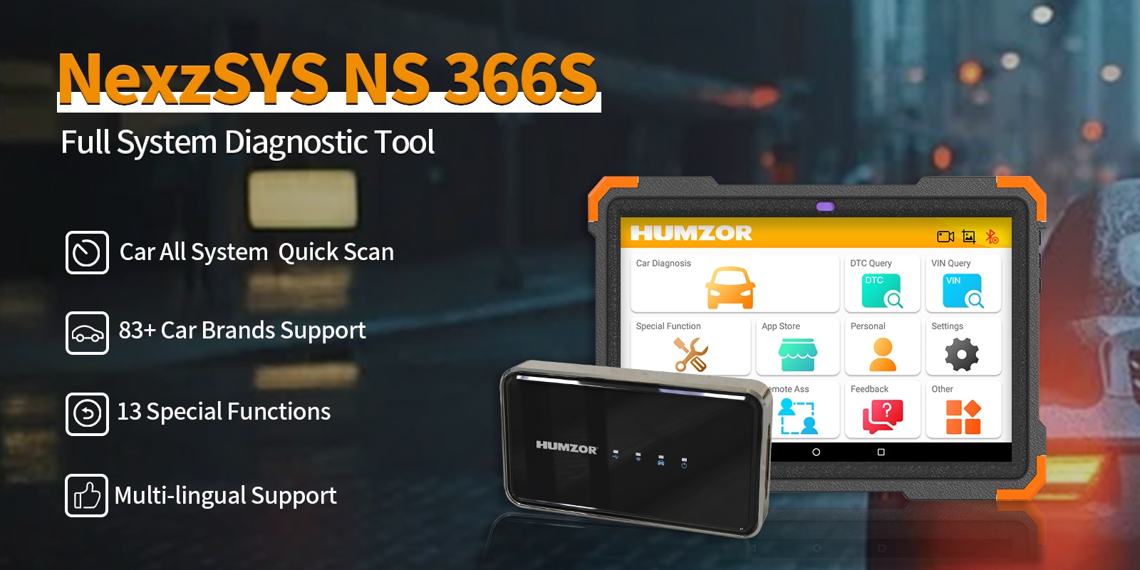 Humzor NS366S 자동차 진단 스캐너 태블릿 SAS CVT 기어 러닝 전체 시스템 13 자동차 OBD 1/2 진단 도구 재설정