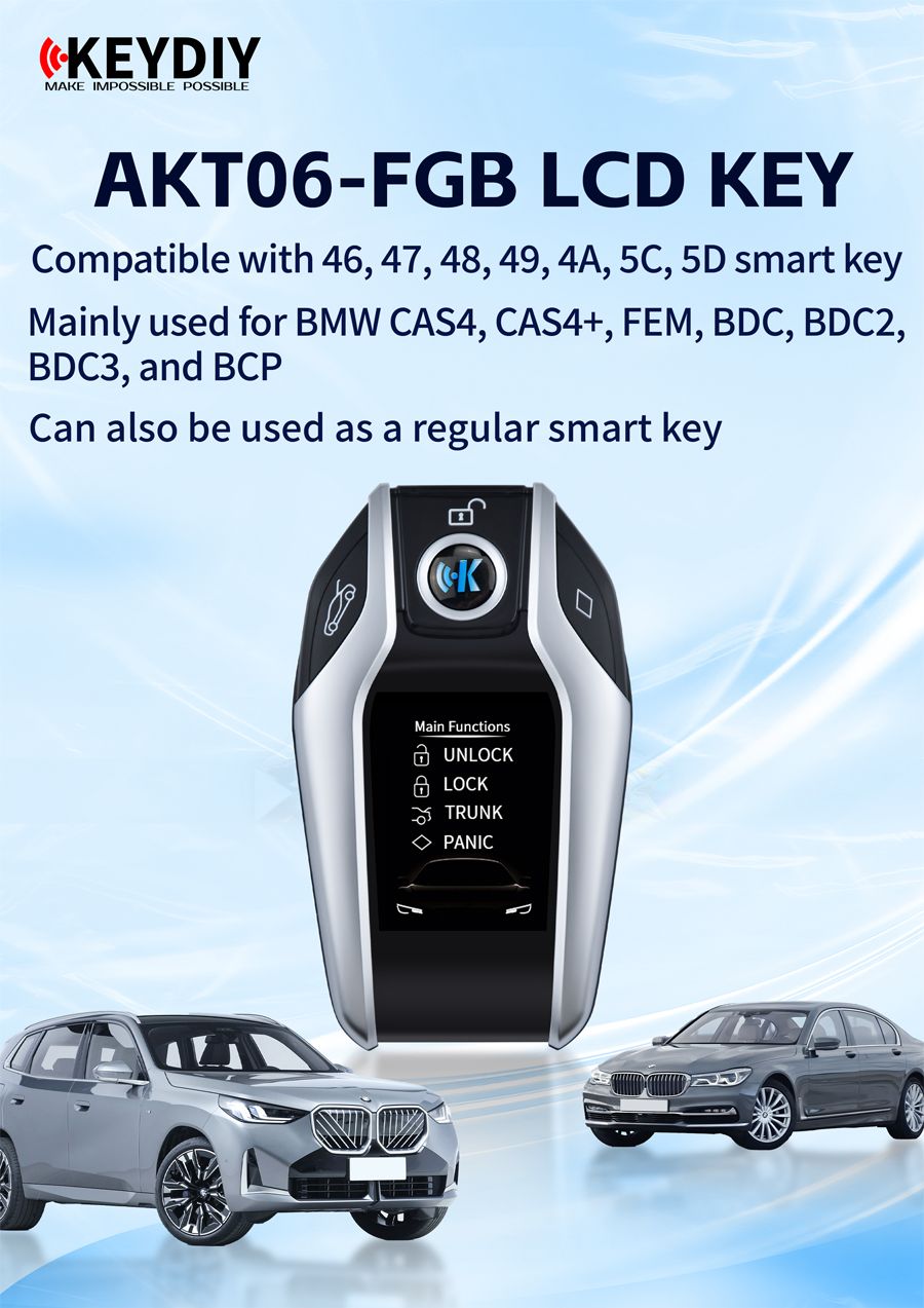 KEYDIY AKTO6-FGA LCD Smart Key Compatible with 46, 47, 48, 49, 4A, 5C, 5D Smart Keys for FEM, BDC, BDC2, BDC3, BCP Models
