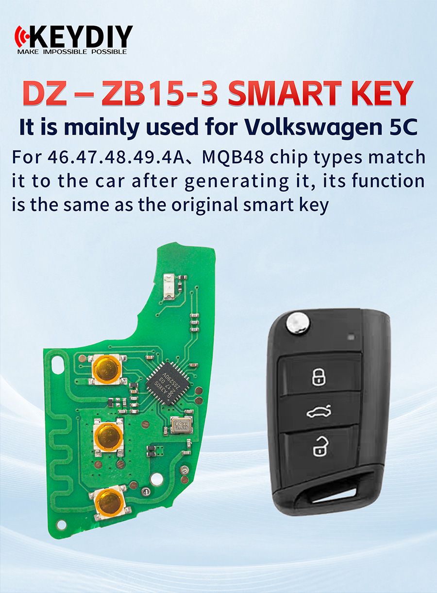 KEYDIY DZ-ZB15-3 Smart Key Board Only Without Shell 3 Buttons for Volkswagen 5C