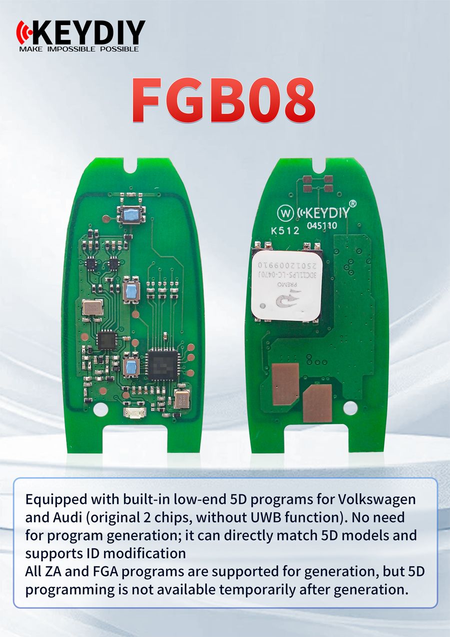 KEYDIY FGB08 PCB Key Board for Volkswagen & Audi ZA & FGA Programming Work on MQB 5D