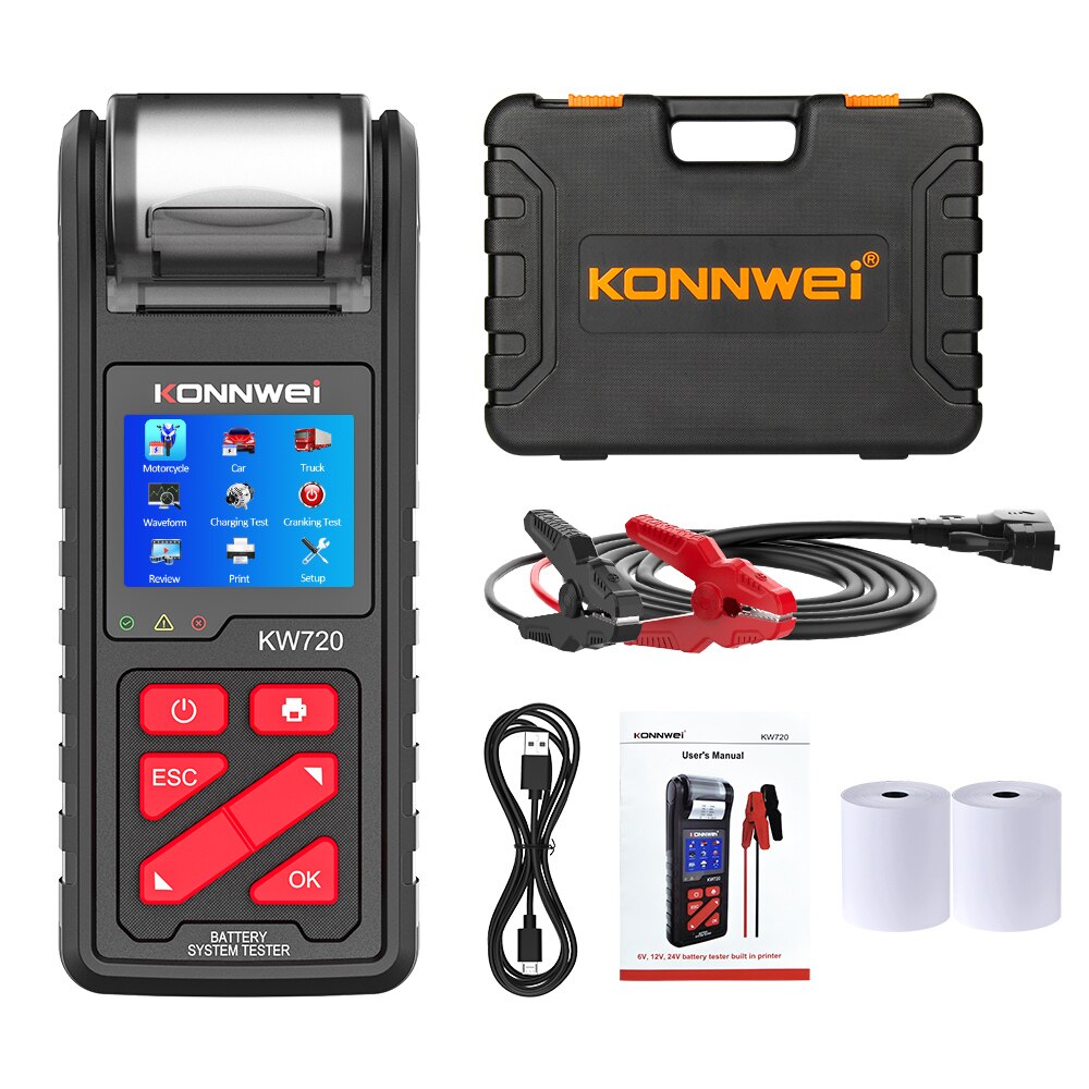 KONNWEI KW720 6V/12V/24V Motorcycle Car Truck Battery Te