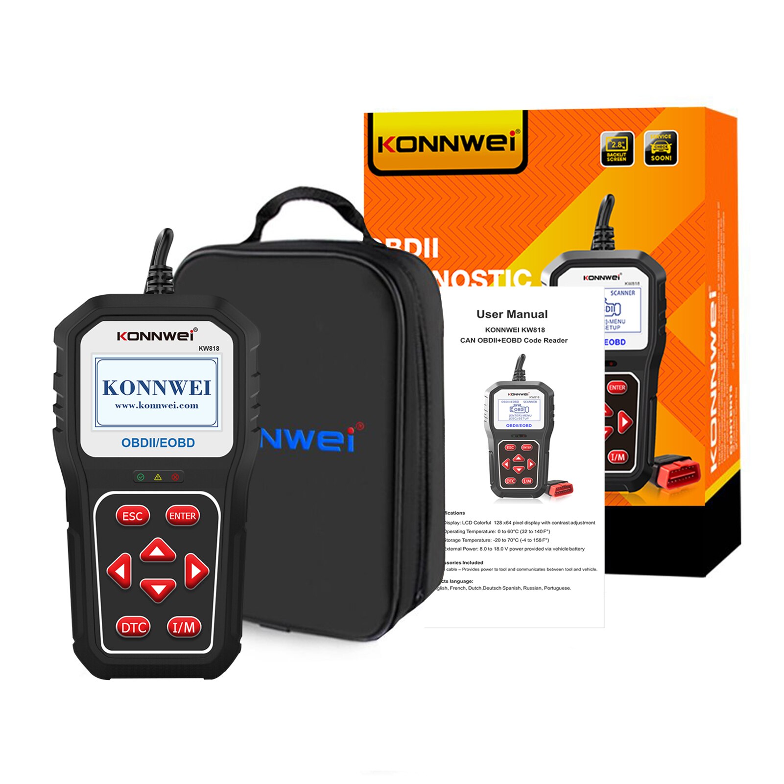 Konnwei kw818 obd2 herramienta de diagnóstico de vehículos de escaneo