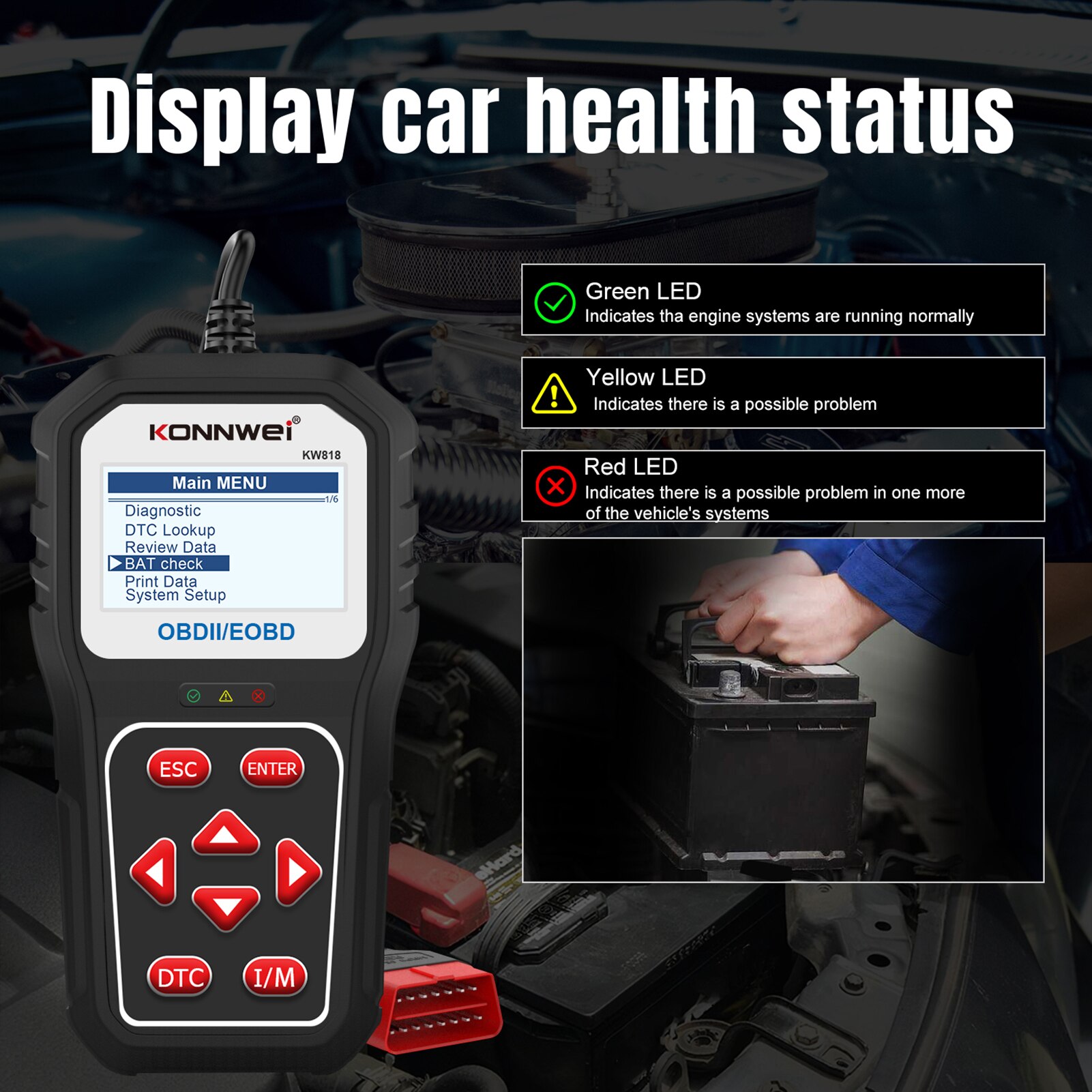 KONNWEI KW818 OBD2 Scaner Car Diagnostic Tool