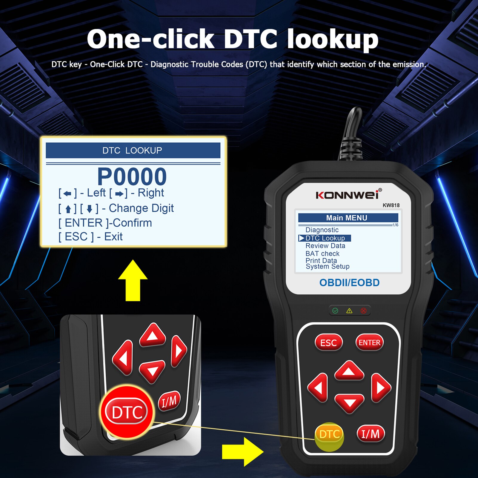 KONNWEI KW818 OBD2 스캔차 진단 키트