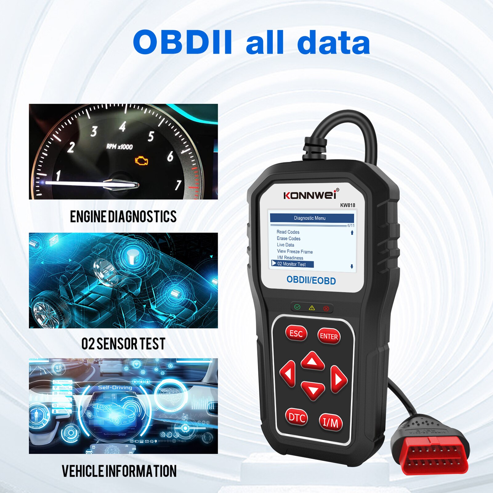 KONNWEI KW818 OBD2 스캔차 진단 키트