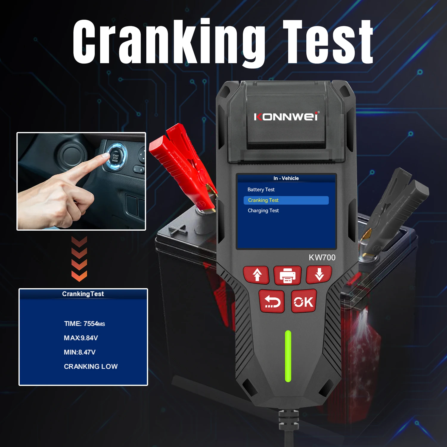KONNWEI KW700 12V/24V Battery Tester