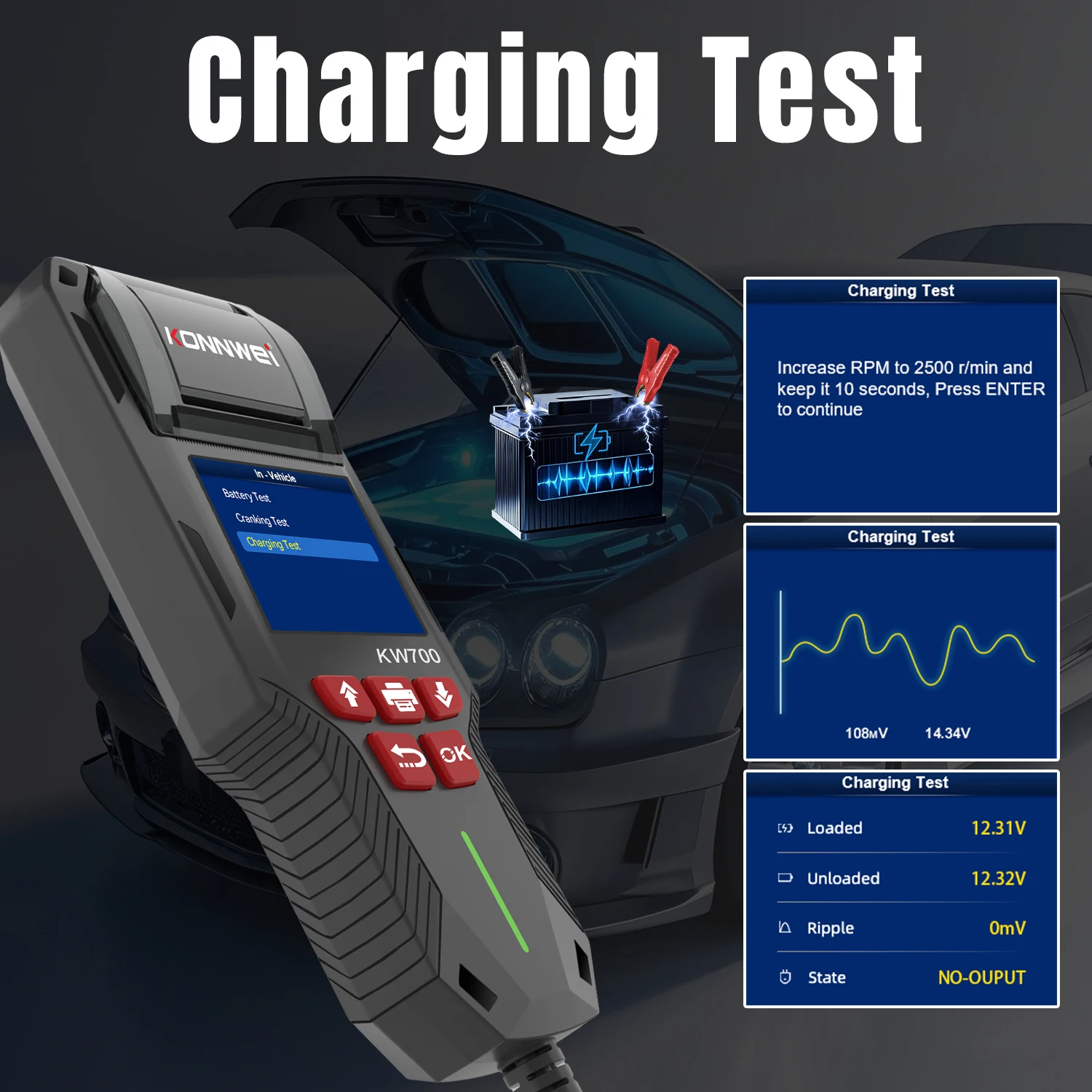 KONNWEI KW700 12V/24V Battery Tester