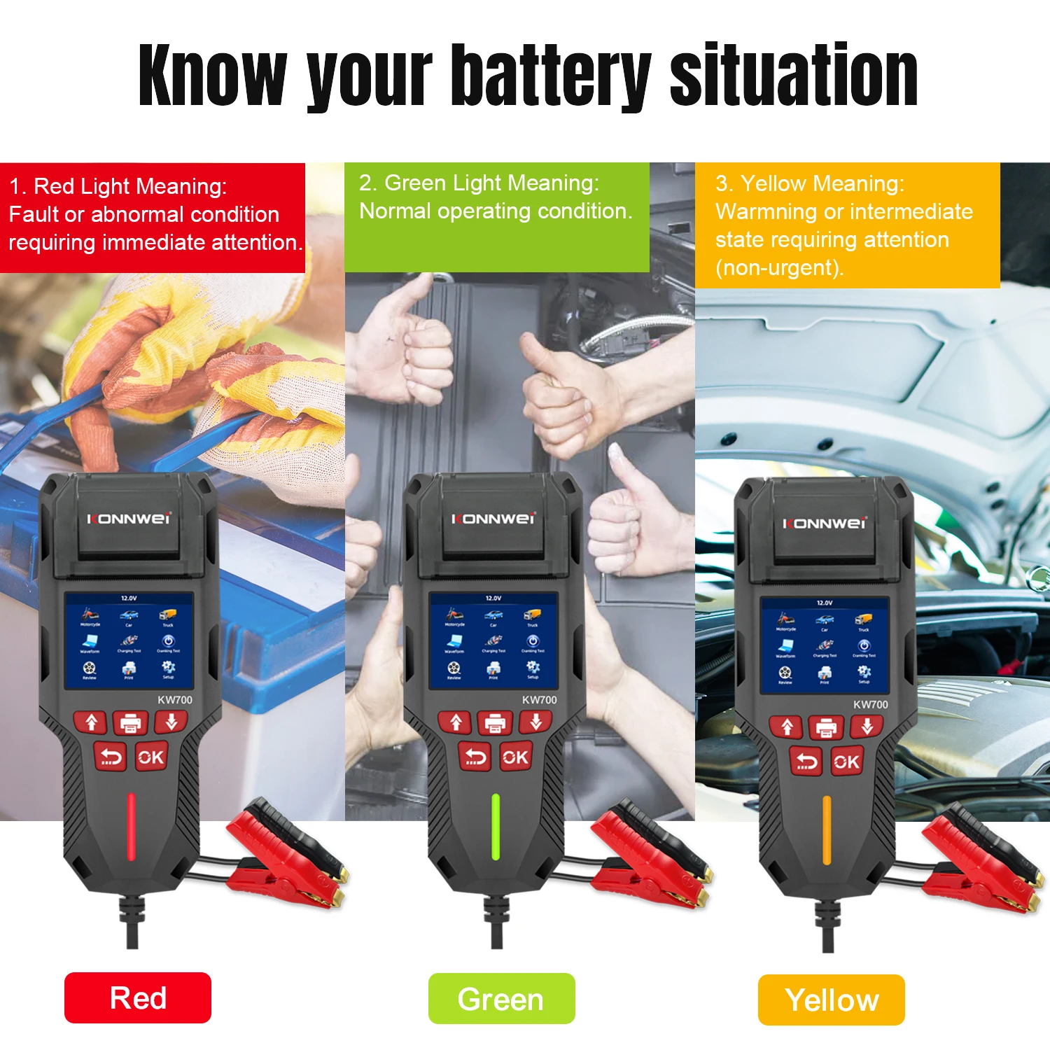 KONNWEI KW700 12V/24V Battery Tester