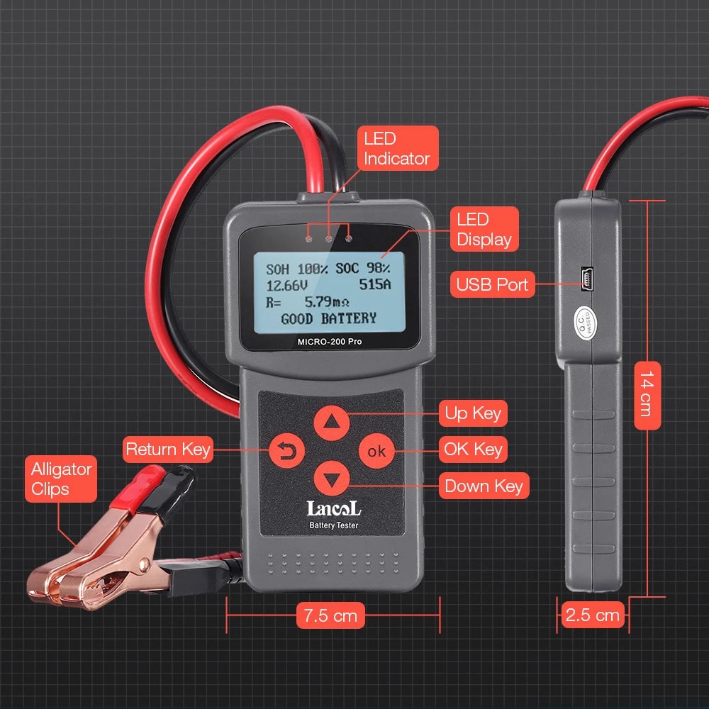 Lancol Micro200Pro 12v 배터리 용량 테스터