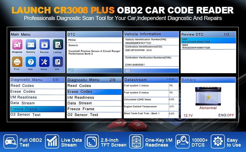 LAUNCH CR3008 Plus OBD2 Scanner