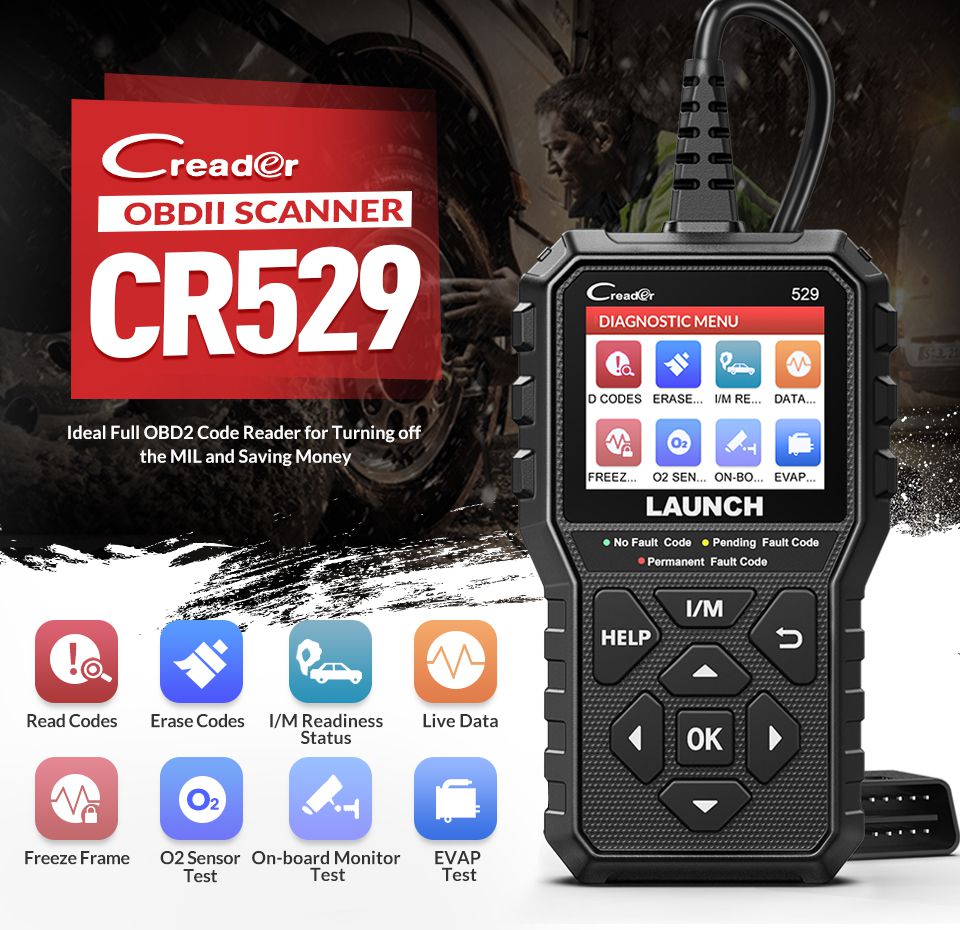 Creader 529 CR529 OBD2 스캐너 시작