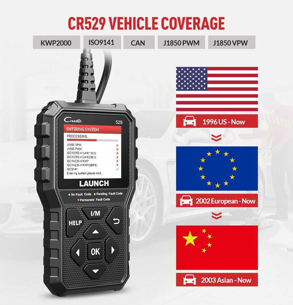 Creader 529 CR529 OBD2 스캐너 시작