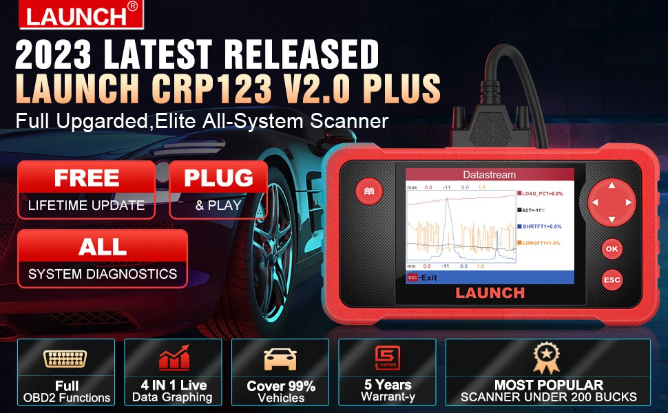 LAUNCH X431 CRP123 V2.0 Plus OBD2 Scanner