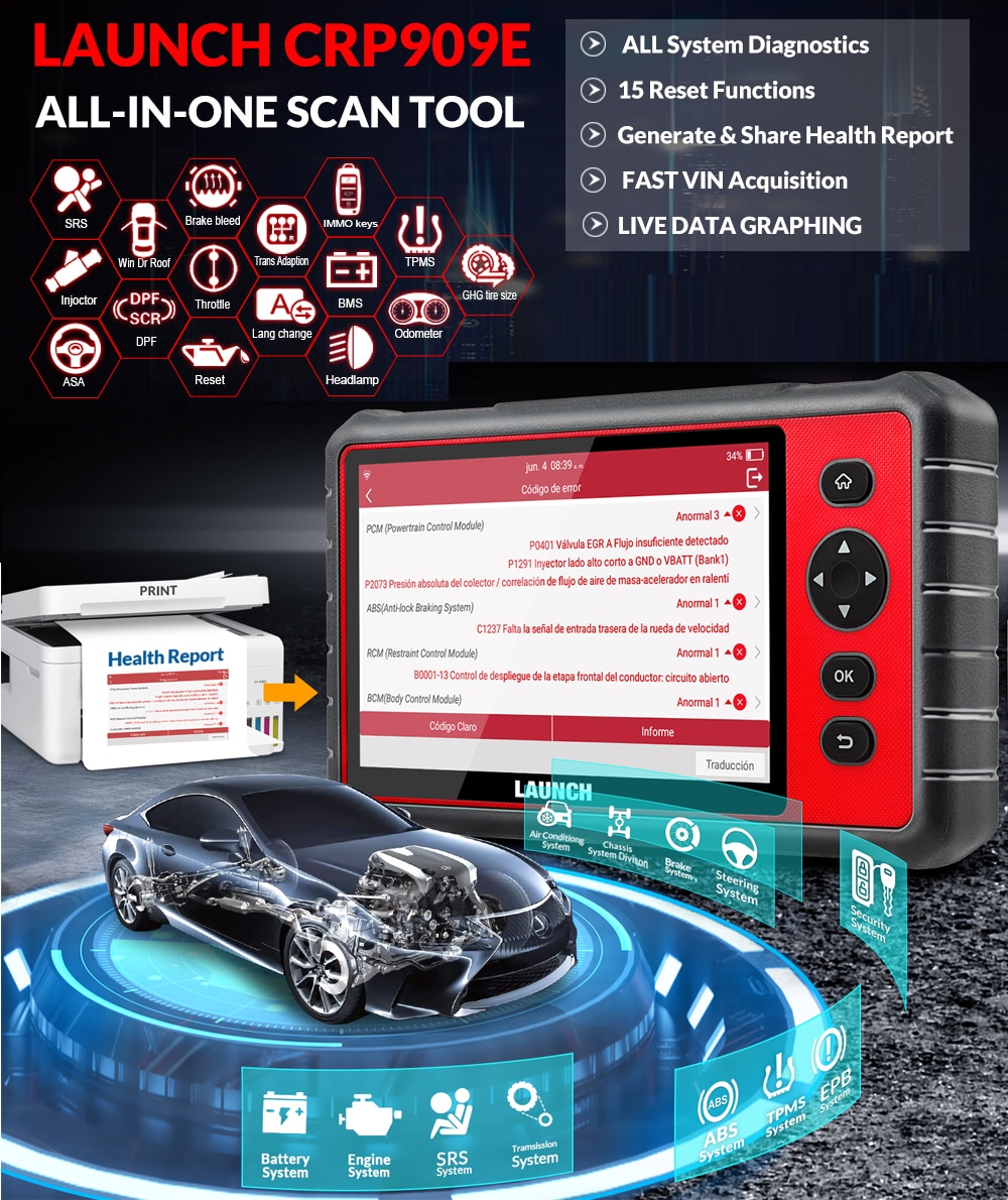 LAUNCH X431 CRP909E Full System Car Diagnostic Tool