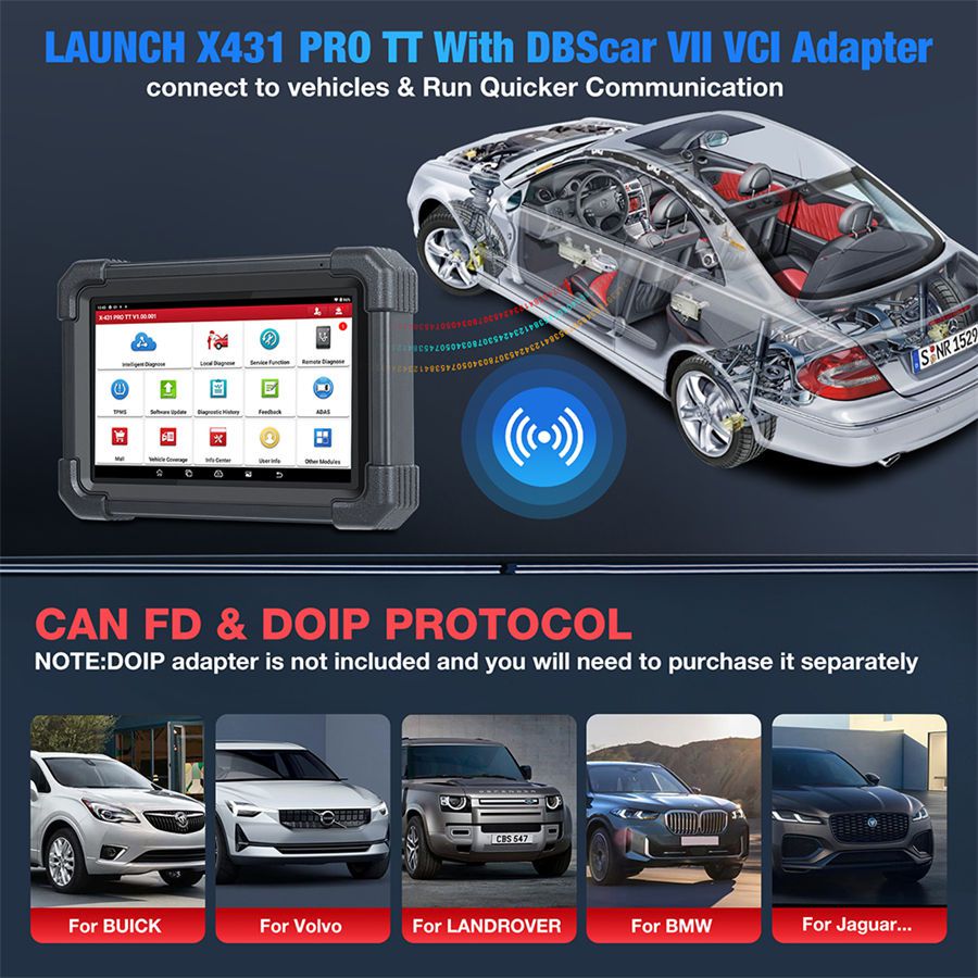 DBSCar VII 연결관을 가진 X431 PRO TT 양방향 검사 도구 37+ 재설정 ECU 온라인 코딩 CANFD 키 IMMO