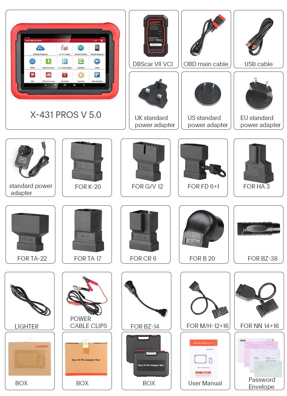 Launch X-431 PROS V5.0 Package Includes