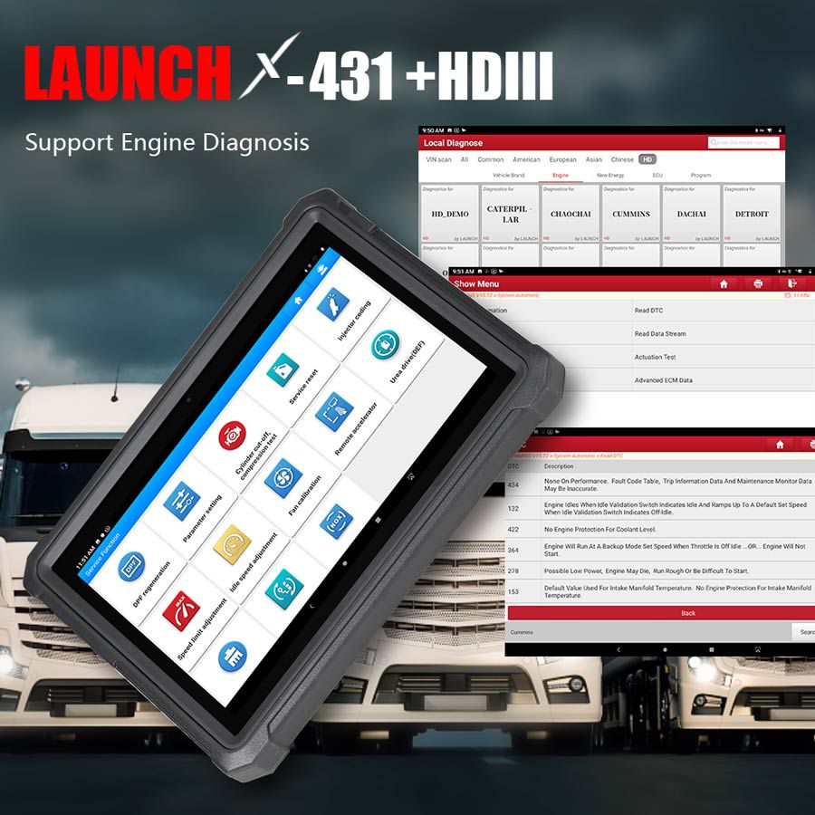 Original Launch X431 V+ HD3 Wifi/Bluetooth Heavy Duty Tr