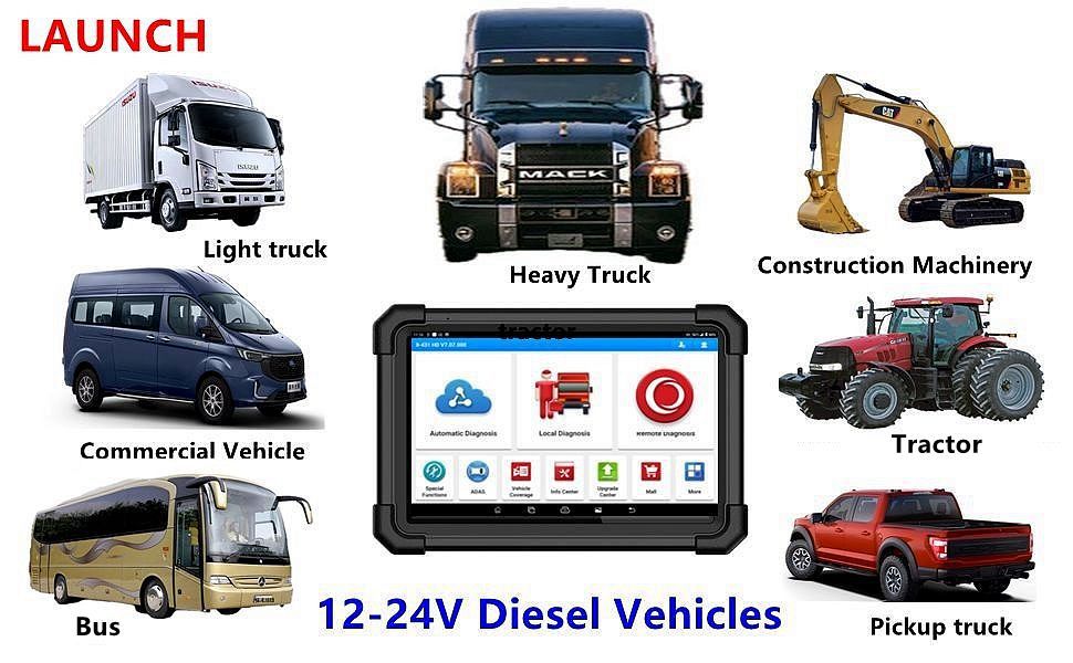 Launch X431 V+ SmartLink HD Heavy Duty Truck Diagnostic Tool for 12V 24V Trucks