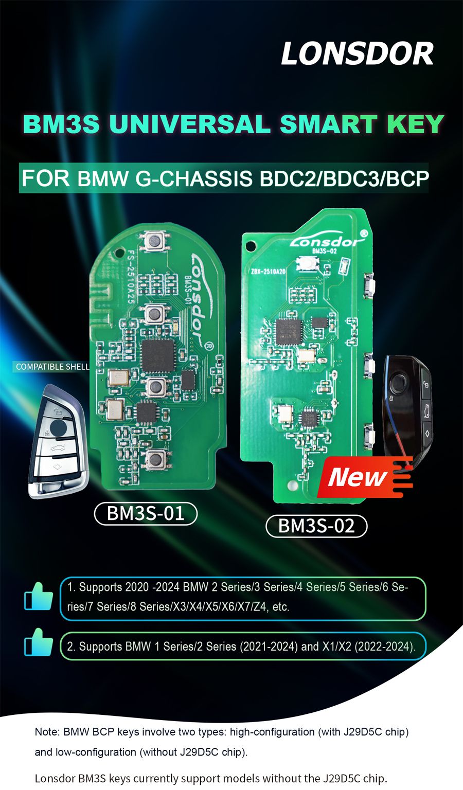 Lonsdor BM3S-01 BM3S Universal Smart Key for BMW G-Chassis BDC2/BDC3/BCF