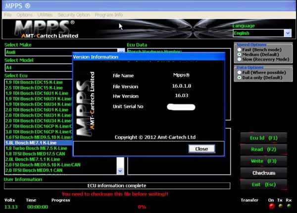 Mpps v16 software display