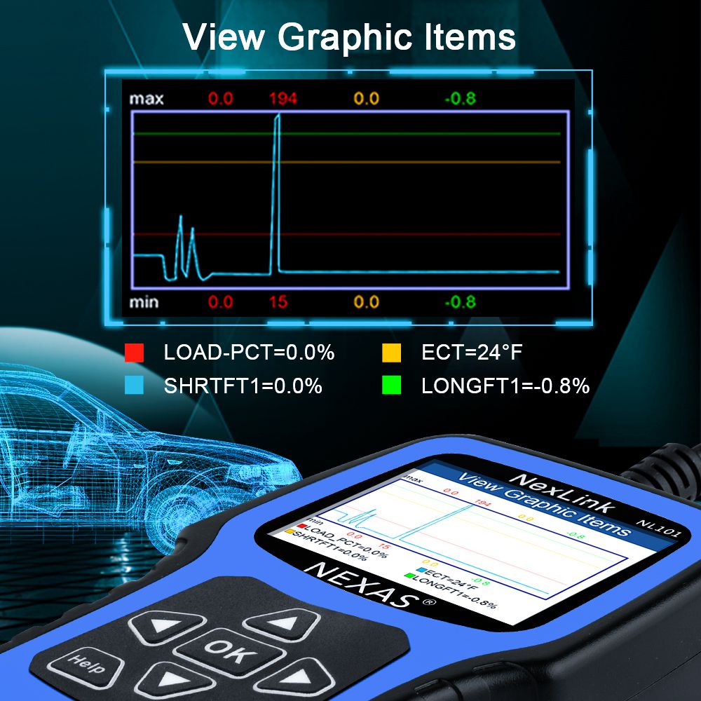 Escáneres automotrices nexas nl101 obd2