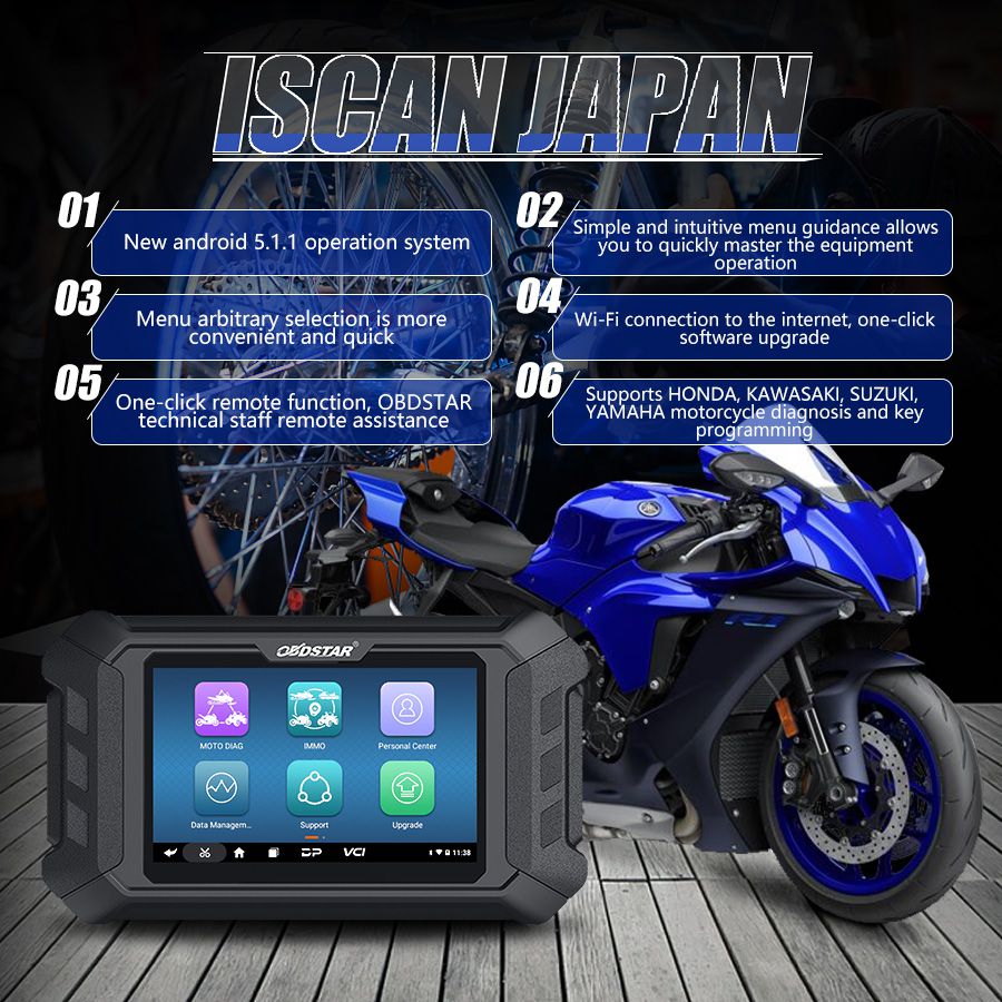 Obdstar iscan escáneres de diagnóstico de motocicletas japonesas y programadores clave