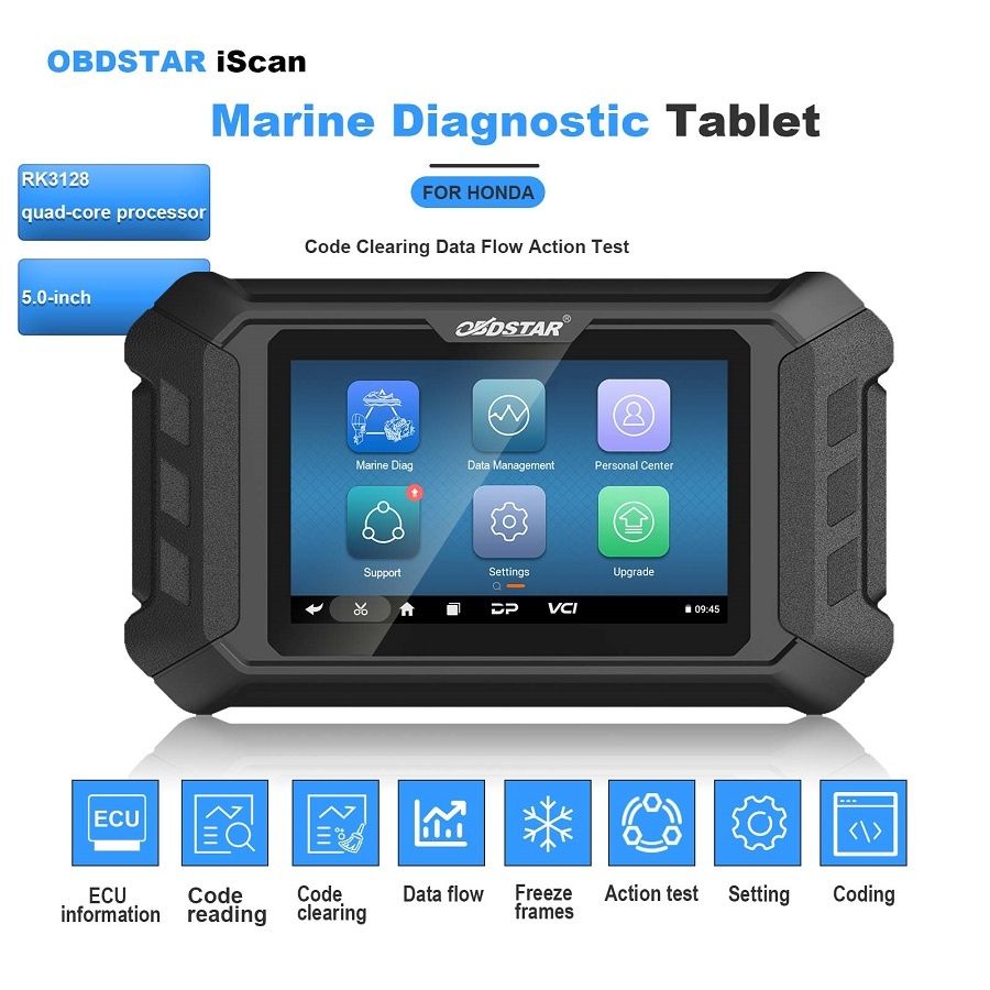OBDSTAR iScan for HONDA Marine Diagnostic Tablet Code Reading Code Clearing Data Flow Action Test for 2004 -2022 Jet Ski Outboard Model