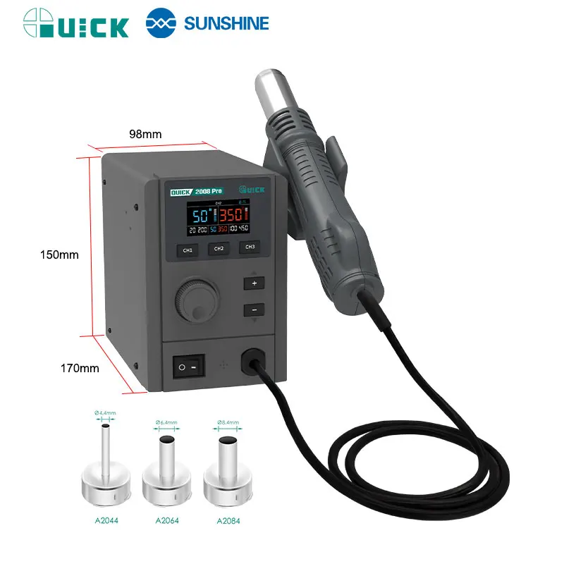 QUICK 2008 Pro Lead-Free Hot Air Rework Station LCD Disp