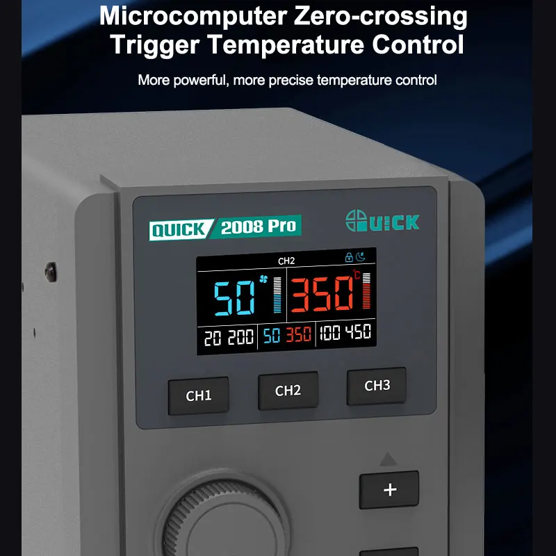 QUICK 2008 Pro Lead-Free Hot Air Rework Station LCD Disp