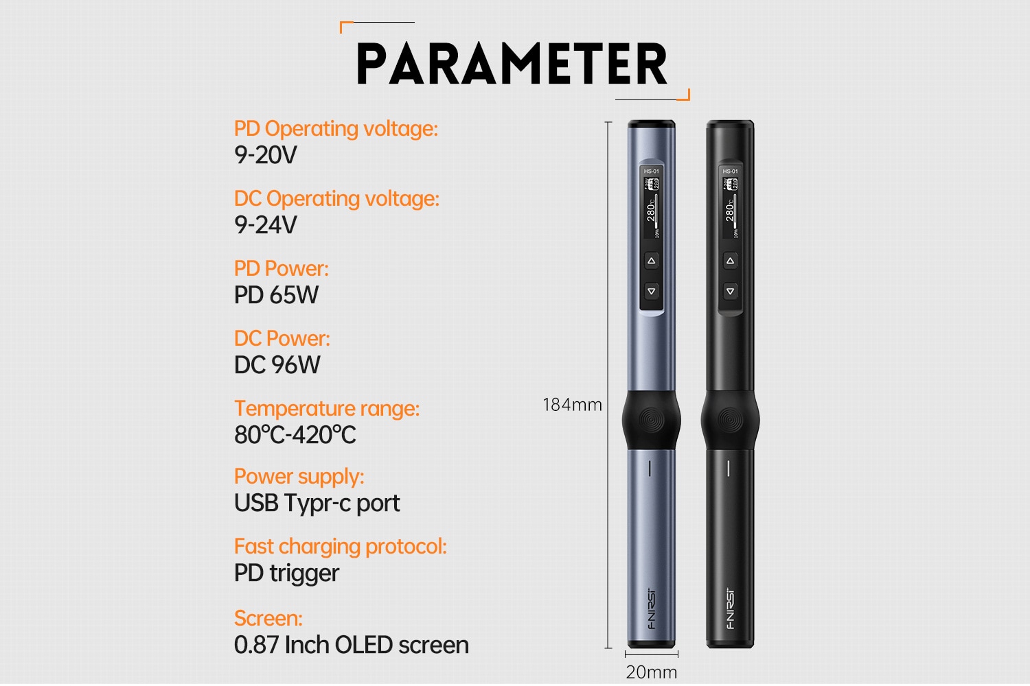 FNIRSI HS-01 스마트 전기 인두 PD 65W 튜닝