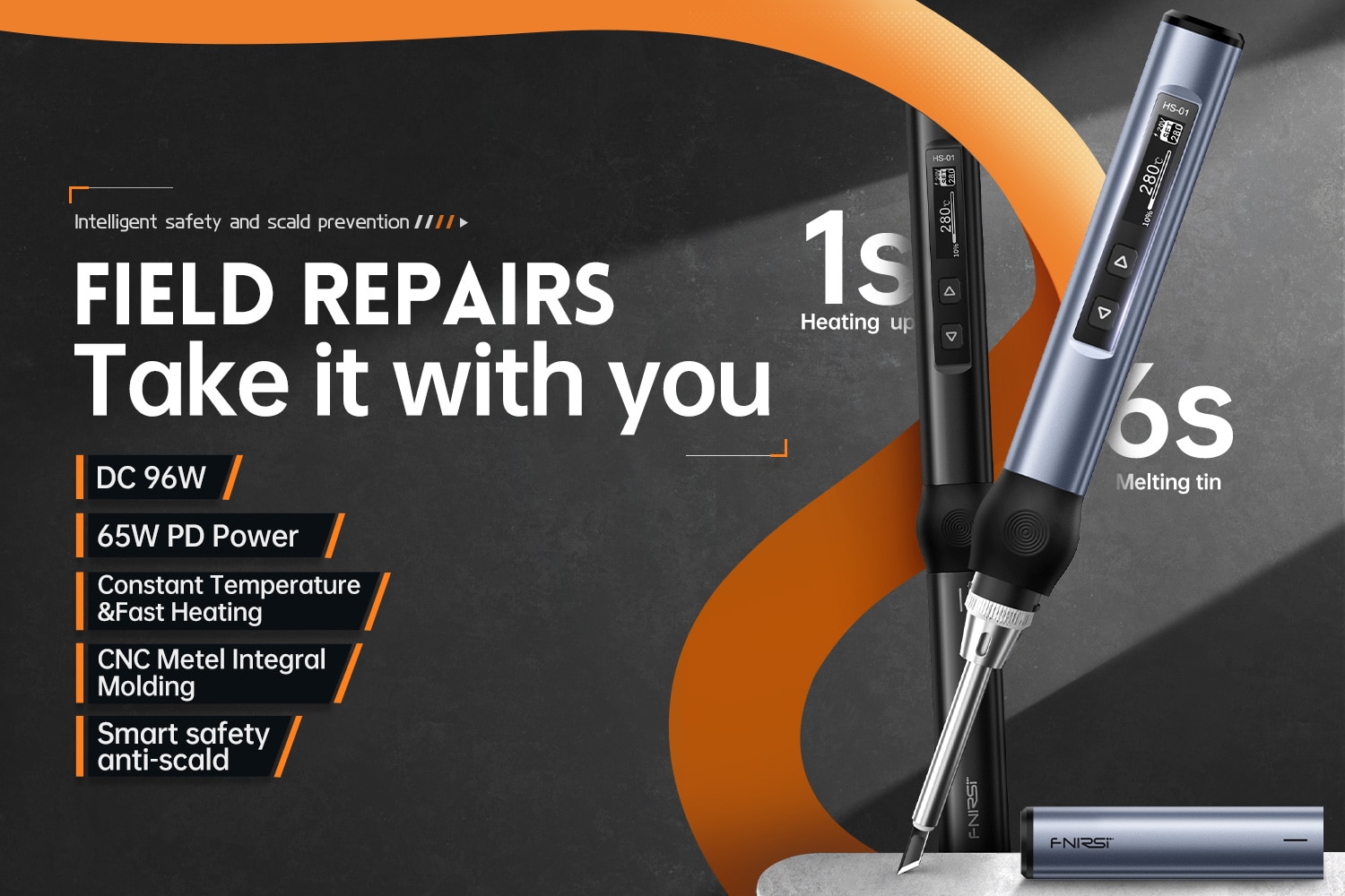 FNIRSI HS-01 Smart Electric Soldering Iron PD 65W Adjust