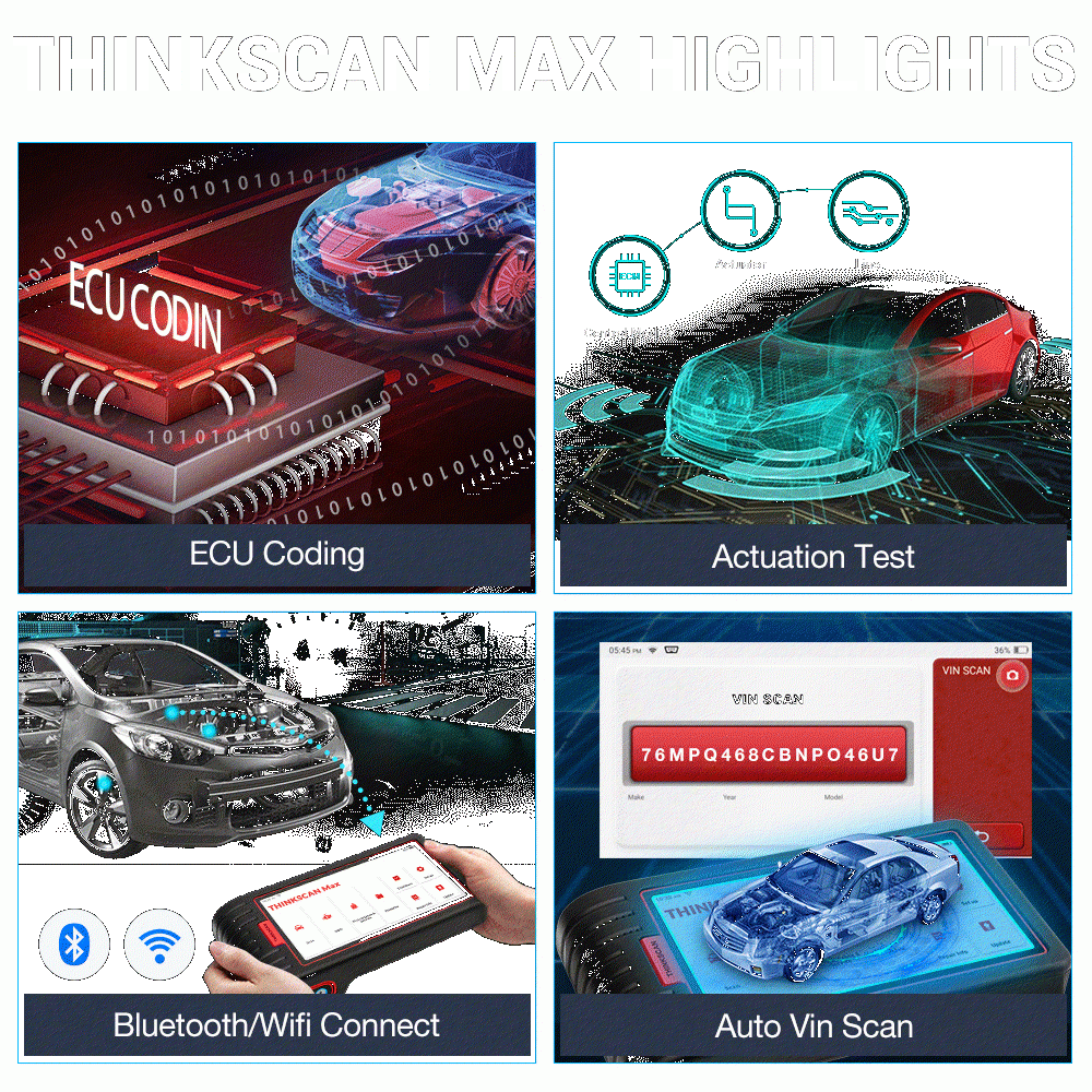 Escaneo de diagnóstico obd2 de todo el sistema thinkcar thinkscan Max