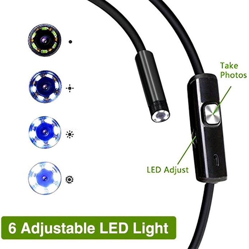 Dropship Mini Endoscope Camera Waterproof IP67 Adjustable Soft Hard Wire 6  LEDS 7mm Automotive Endoscope Camera For Android USB Phone PC (Not  Supporting IOS Apple Phone) to Sell Online at a Lower