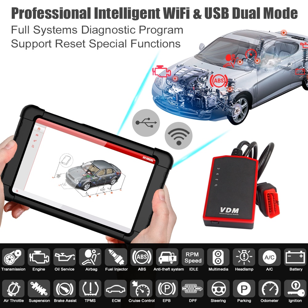 UCANDAS VDM WIFI 전체 시스템 OBD2 스캐너