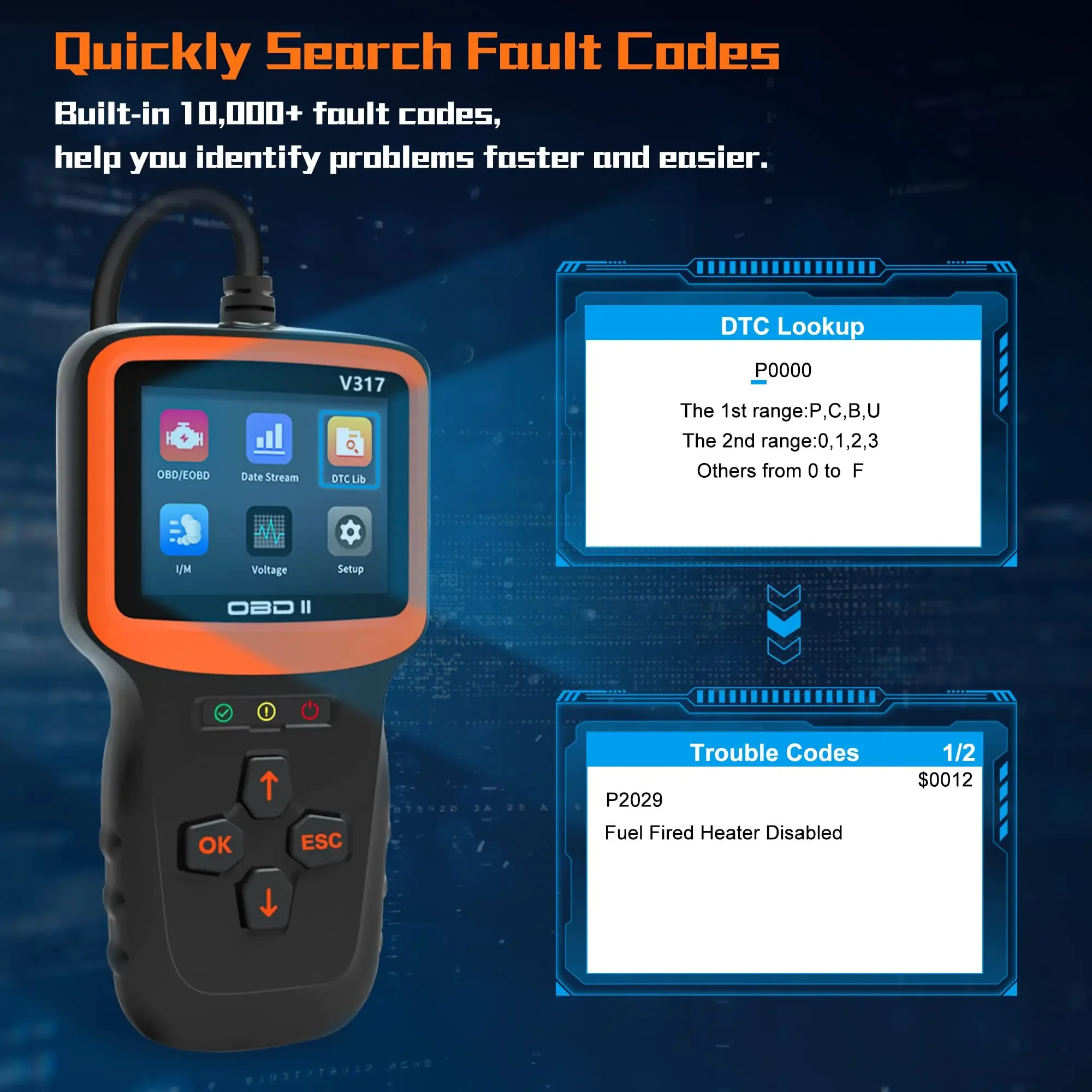 V317 OBD2 Car Diagnostic Scanner