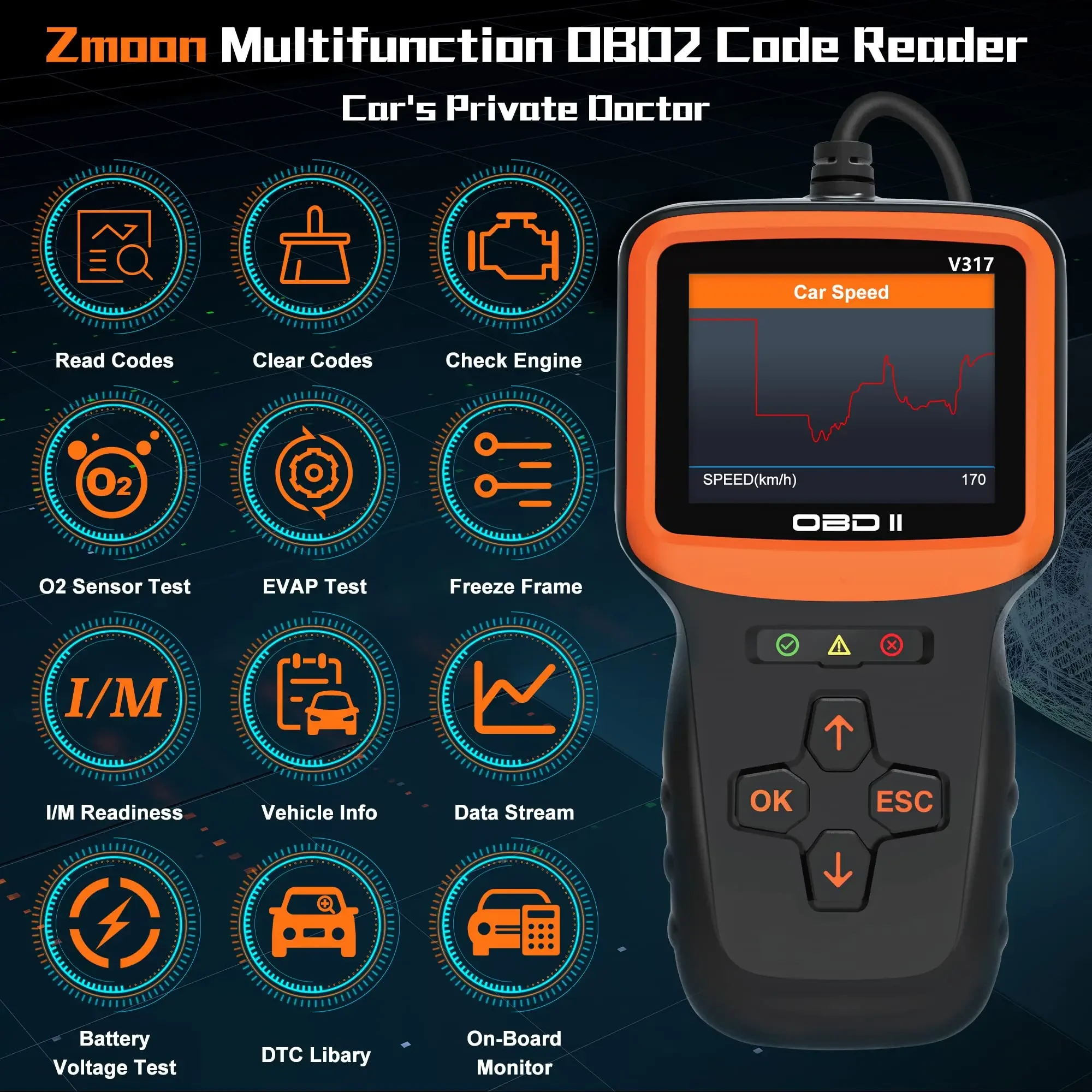 V317 OBD2 Car Diagnostic Scanner