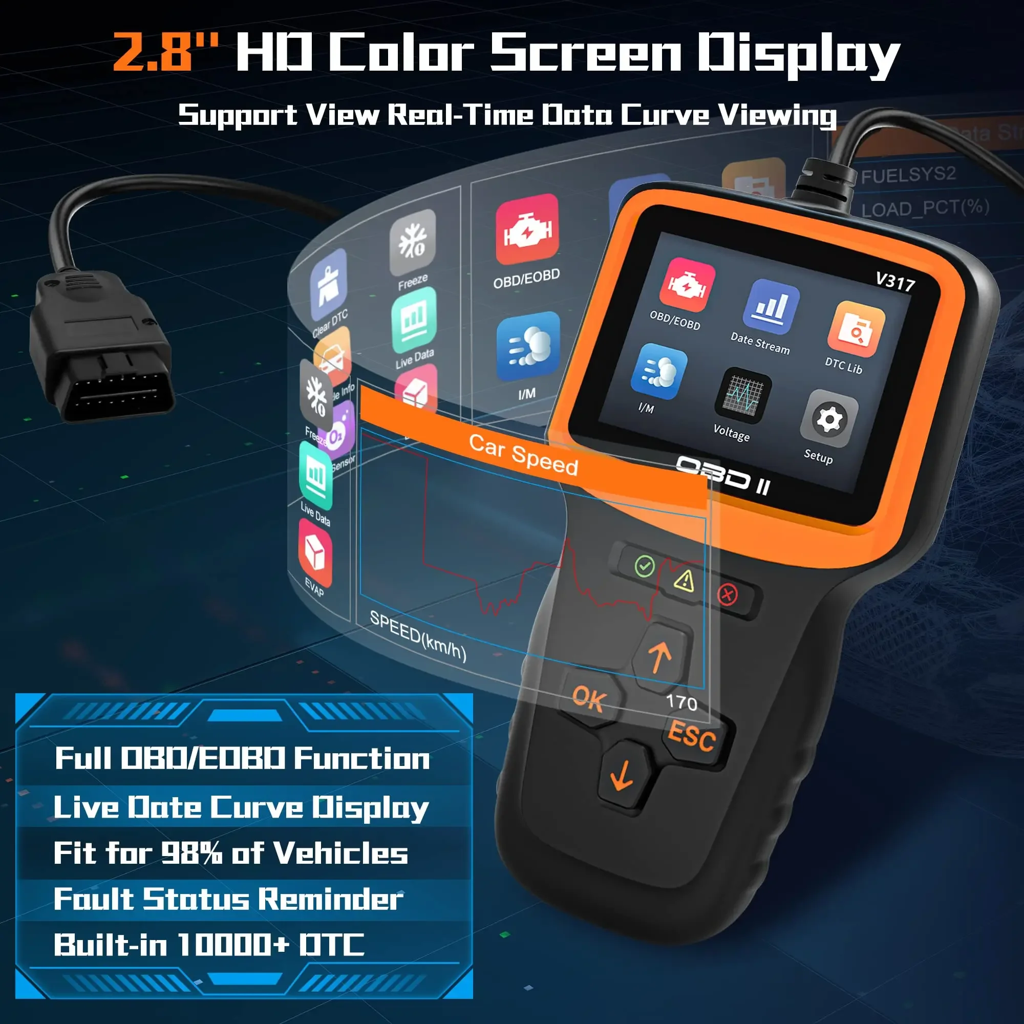 V317 OBD2 Car Diagnostic Scanner