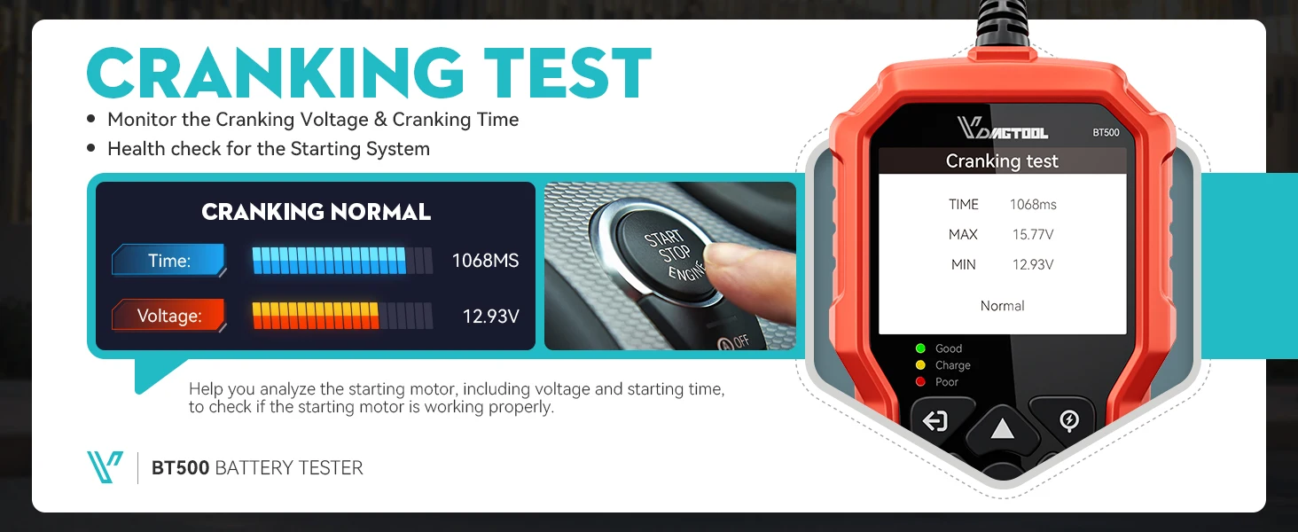 VDIAGTOOL BT500 Battery Tester