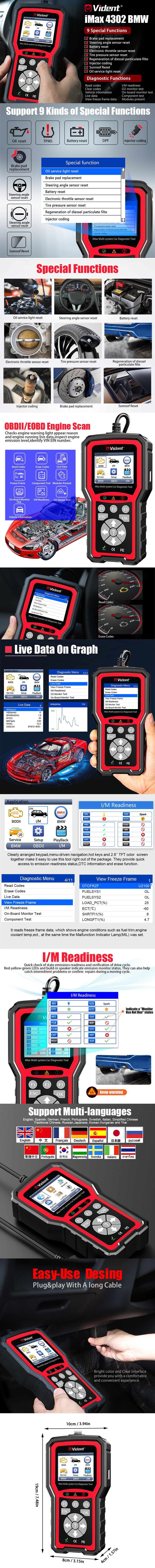 VIDENT iMax4302 BMW full system diagnostic tool