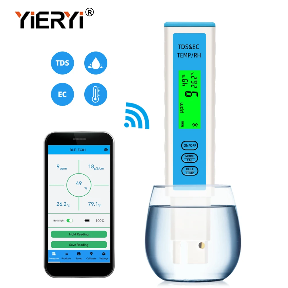 Yieryi 4 in 1 EC/TDS/Temperature/Humidity Meter